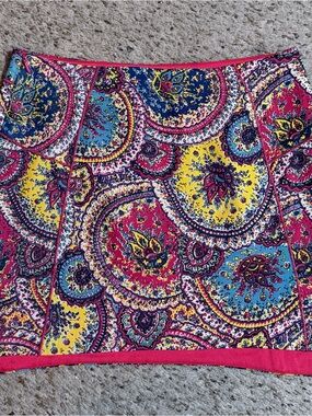Boho Bright Paisley Mini Skirt in Pink, Yellow & Blue